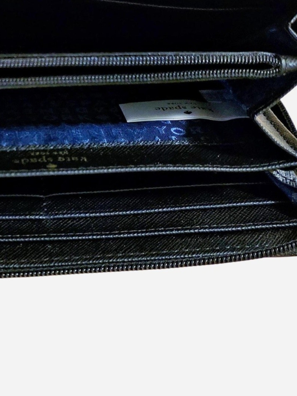 EUC 2015 Kate Spade Midnight Navy Blue Glitter Zip-Around Continental Wallet - Picture 6 of 16
